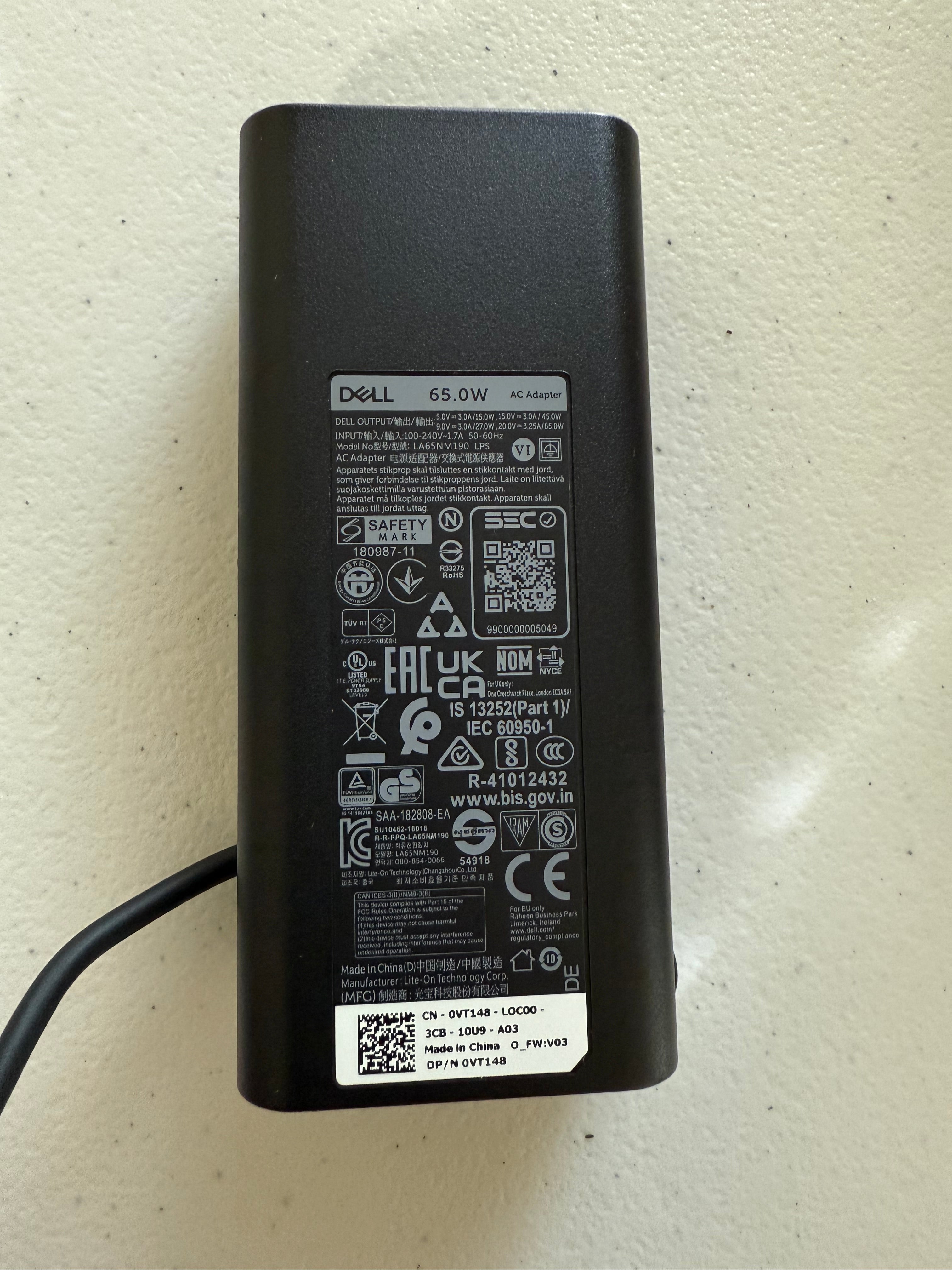 OEM Brand new Dell 65W Type-C Laptop power adapter